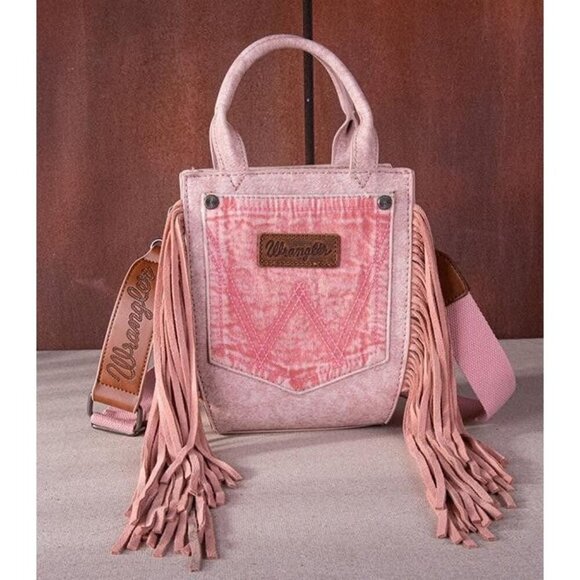 Wrangler Handbags - WRANGLER DENIM POCKET FRINGE CROSSBODY TOTE